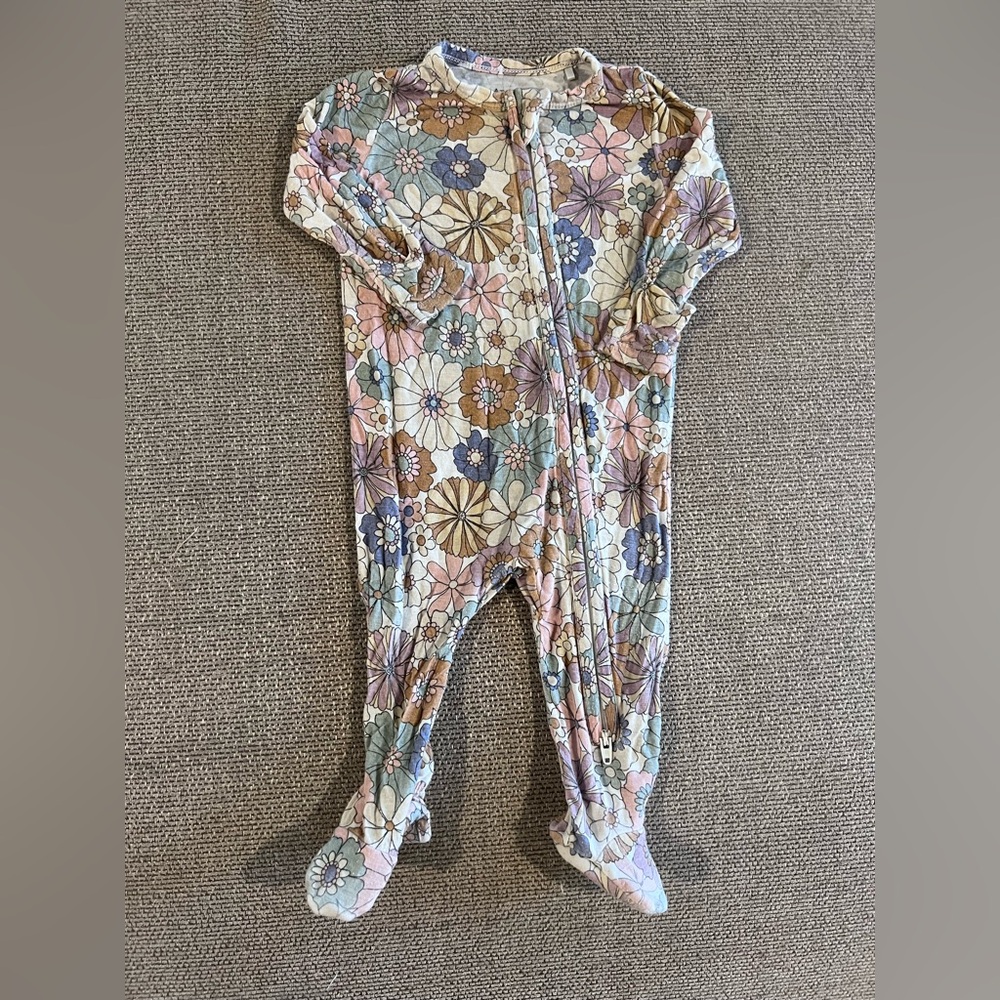 Angel Dear Floral Footed Pajamas in Pastel Pink, Blue, Green, Cream